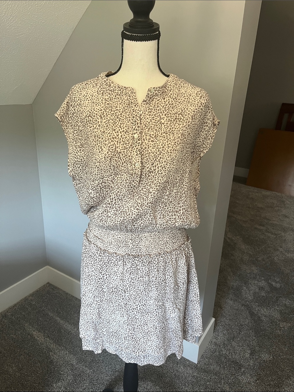 Rails Cream and Light Brown Leopard Print Dress
